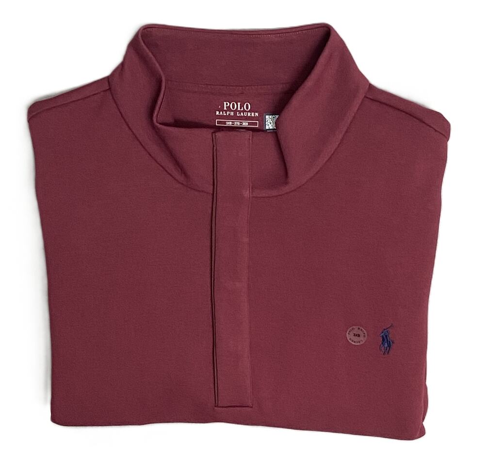 Polo Ralph Lauren Pullover Men's 4XB Big & Tall Mock Neck Snap Button Red NWT